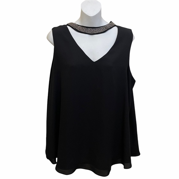 Torrid Black Embellished Choker Neck Tank Sz 00 - Picture 2 of 13